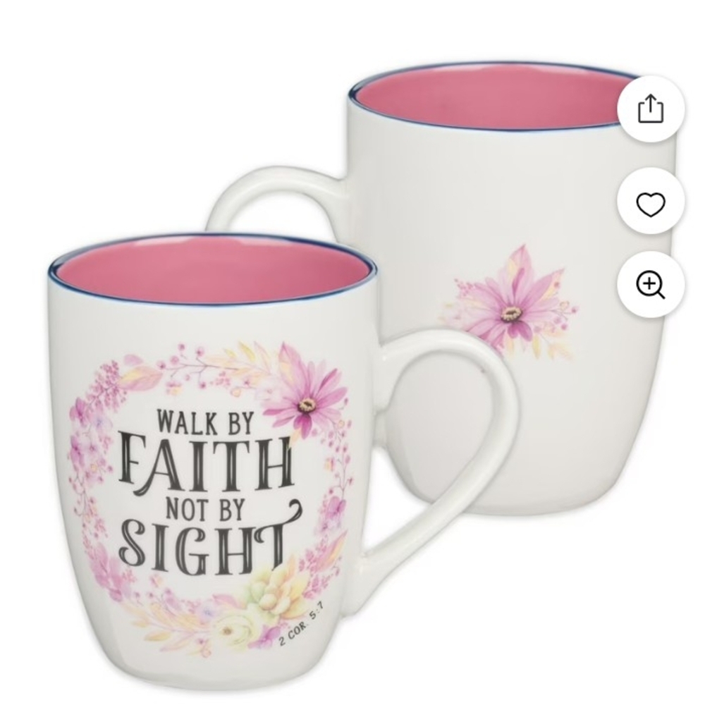 Inspirational Floral Mug with Pink Interior